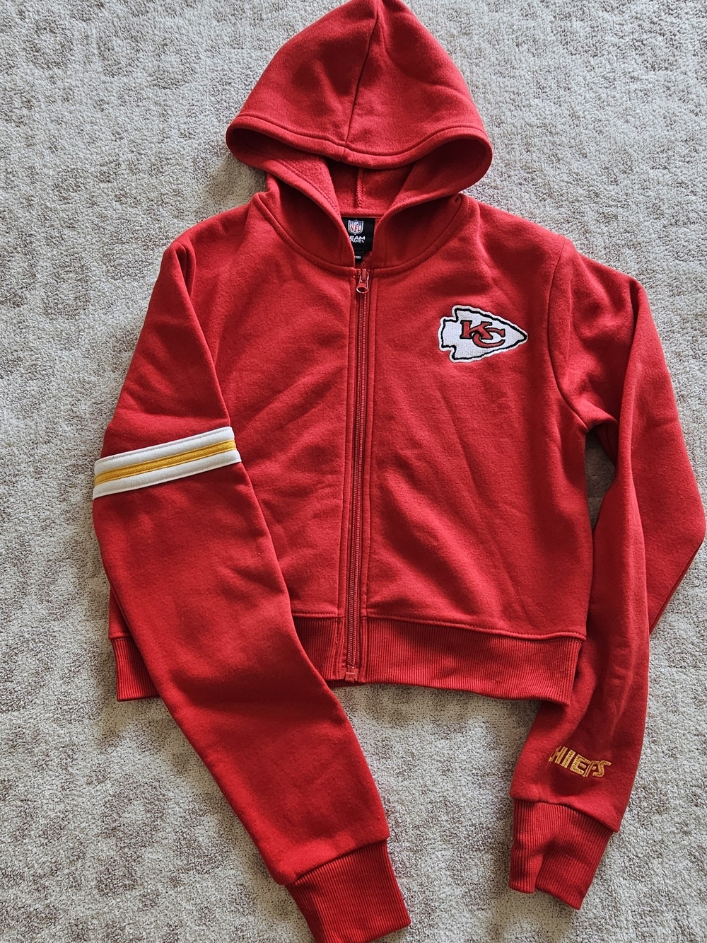 Kansas City Chiefs NFL Cropped Zip Up Jacket Youth Girl